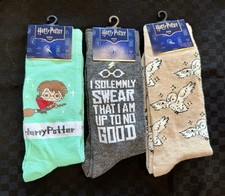 3 Pairs of harry Potter Novelty Crew Socks 4 Pair Adult Shoe Size 6-12 New