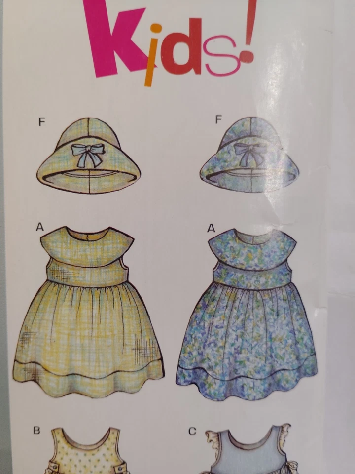 Dress Apron Hat Infant Girls NB S M L Simplicity 6255 New Look Sewing Pattern - Image 3 of 4