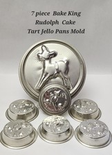 7 Piece Rudolph The Red Nosed Reindeer Christmas Cake Tart Mold Pans Shiny 