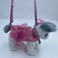 Poochie  Co Plush Dog Purse Pink Glitter Sequin Star Tutu Dress Shoulder Bag