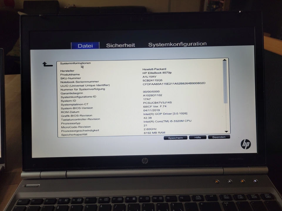 HP EliteBook 8570p Core i5-3320M 8GB RAM 128GB SSD Windows 11 - Bild 4 von 4