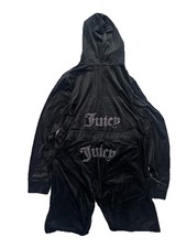 Women s Vintage Y2K Juicy Couture Black Velour Rhinestones Track Suit Size XL