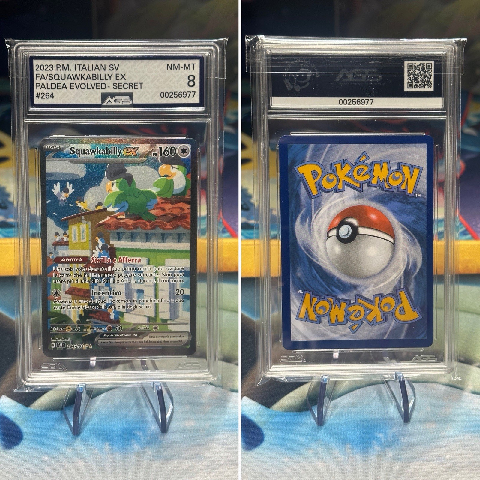 2023 Pokemon Squawkabilly ex 264/193 Paldea Evolved Italian Secret Rare AGS 8
