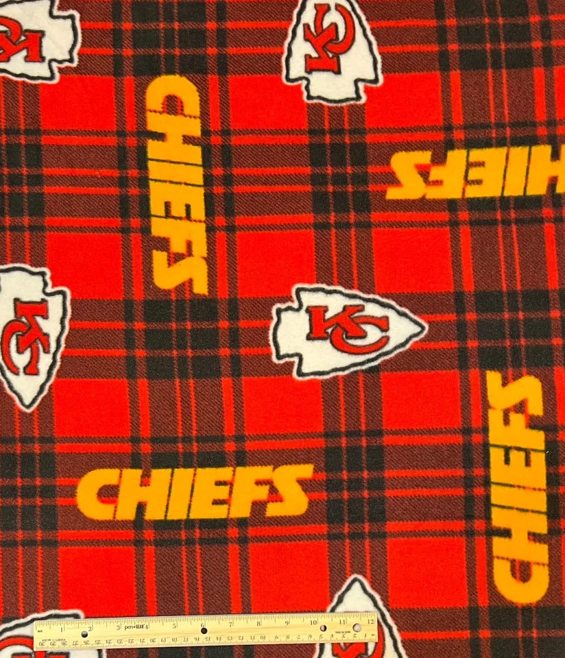 Tela polar del equipo de fútbol americano de la NFL a cuadros de los Kansas City Chiefs 1 yarda Foto 3 de 3