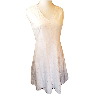 #ad #ad Draper James Womens A line Dress Sz 6 White Eyelet Cotton Beachy Bridal Coastal $25.40