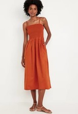 Old Navy Fit & Flare Smocked Midi Dress in Spice Level Women's Small Petite