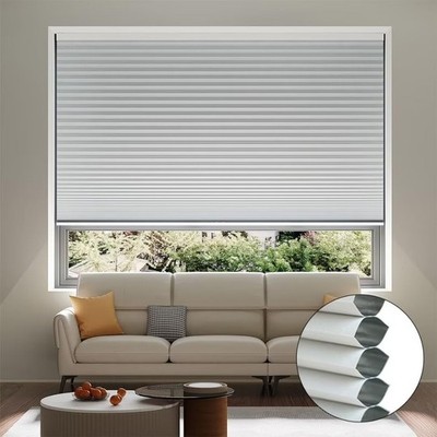 Uilvffo Blackout Honeycomb Cellular Shades for Windows - Cordless, White 24x64