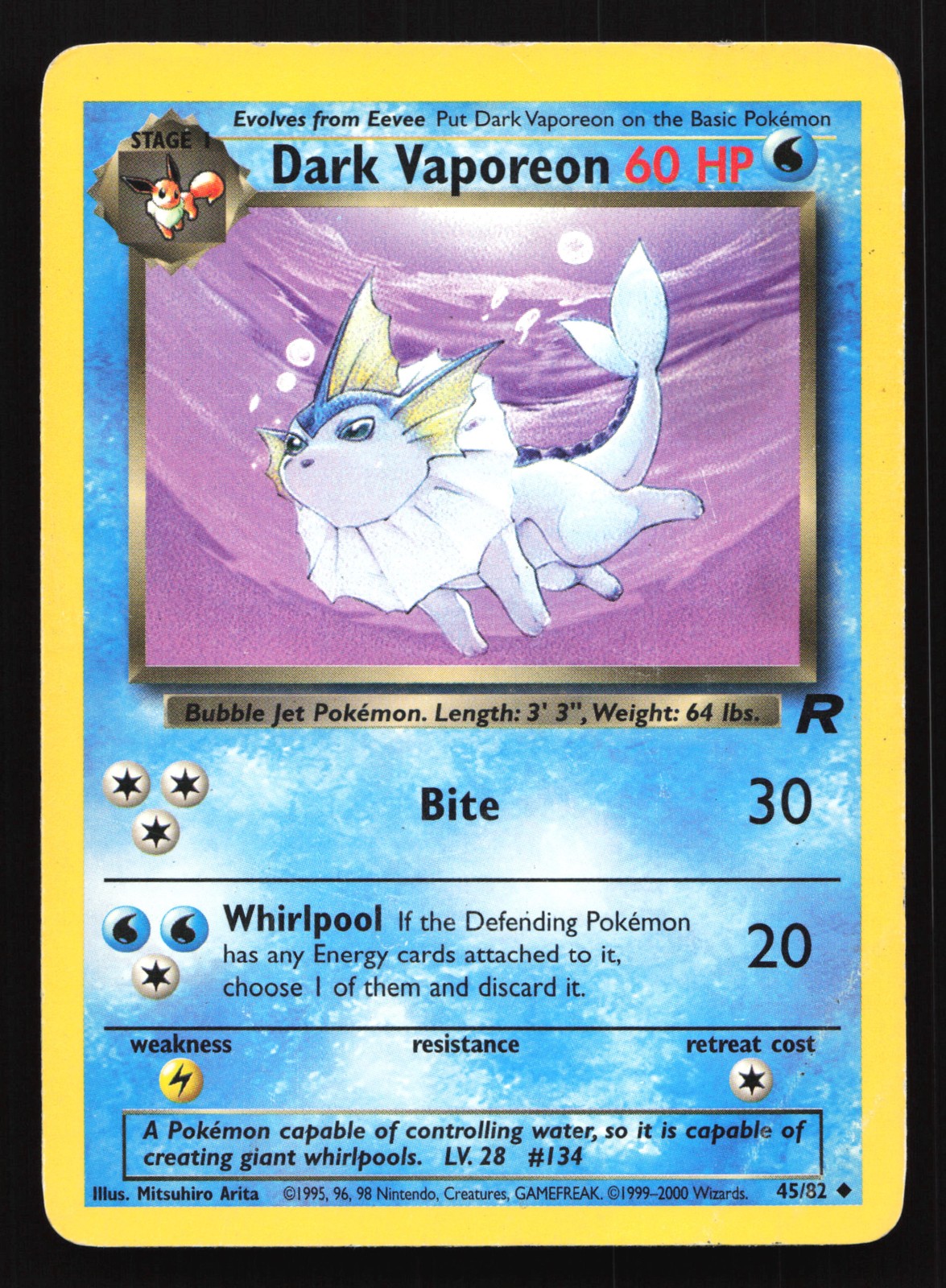 Dark Vaporeon 45/82 Team Rocket Uncommon Pokemon Card