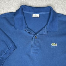 Lacoste Polo Shirt Mens 3XL Blue Classic Fit Croc Logo Pique Cotton Casual Golf