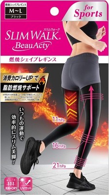PIP Slim Walk Beau Acty Combustion Shape Leggings Sports Black M ~ L Size