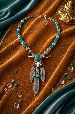 Turquoise Navajo Style Western Necklace Jewelry