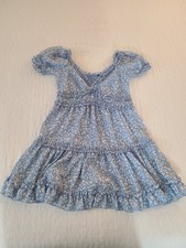 Windsor Brighten Up Floral Ruffle A-Line Mini Dress Light Blue V Neck Women's XS