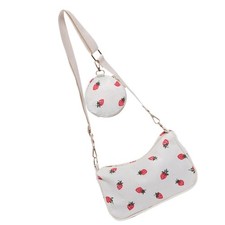 Chic Strawberry Pattern Shoulder Bag Casual Corduroy Crossbody for Casual Wear