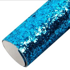 Chunky Electric Blue Glitter FAUX LEATHER ROLL 12" x 55" WHOLESALE 1043367