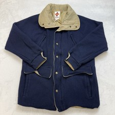 Vintage Columbia Wool Jacket USA Made Mens M Navy Tan Outdoor Coat