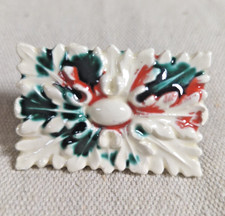 Handmade Ceramic Tile Bead Large Hole Macrame Focal White Red Green