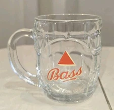 Bass Ale Beer Glass Mug Dimple Glass 16 oz. 5” CROWN DEMA ENGLAND Mancave EUC