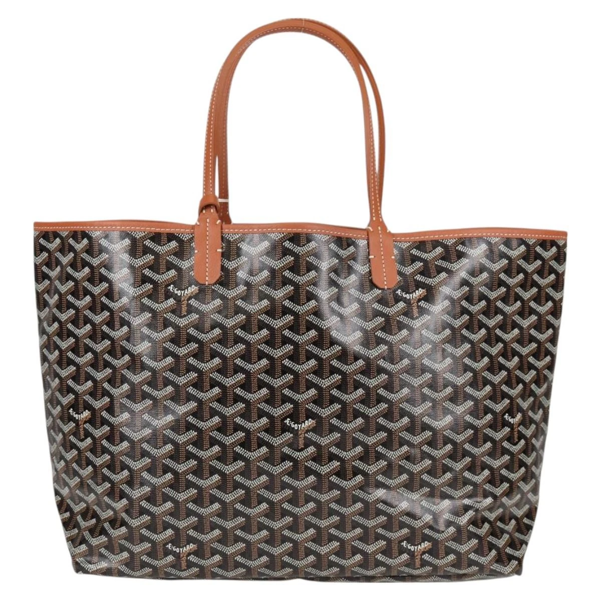GOYARD Borsa a Spina di Pesce Saint Louis PM Tote Bag PVC Pelle Nero Marrone Autentica 126920M