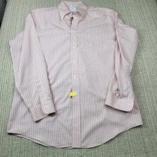 Brooks Brothers Dress Shirt Mens 16.5 34/35 Pink Check Regent Non Iron Cotton