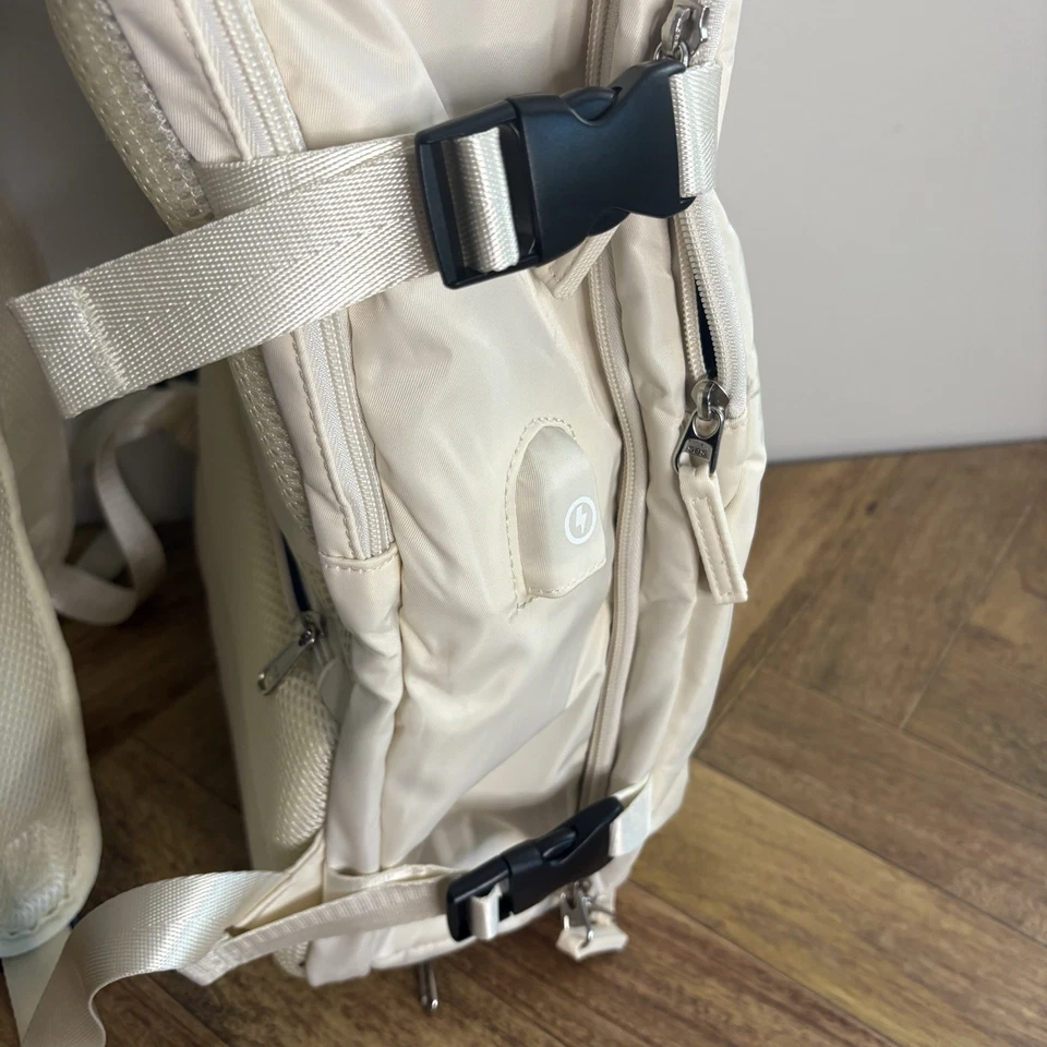 Mochila resistente para adultos tamaño completo crema correas cómodas funda para computadora portátil HDMI Foto 3 de 4