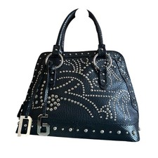 Vintage Dolce&Gabbana Studded Python Calf Leather Shoulder Tote Handbag