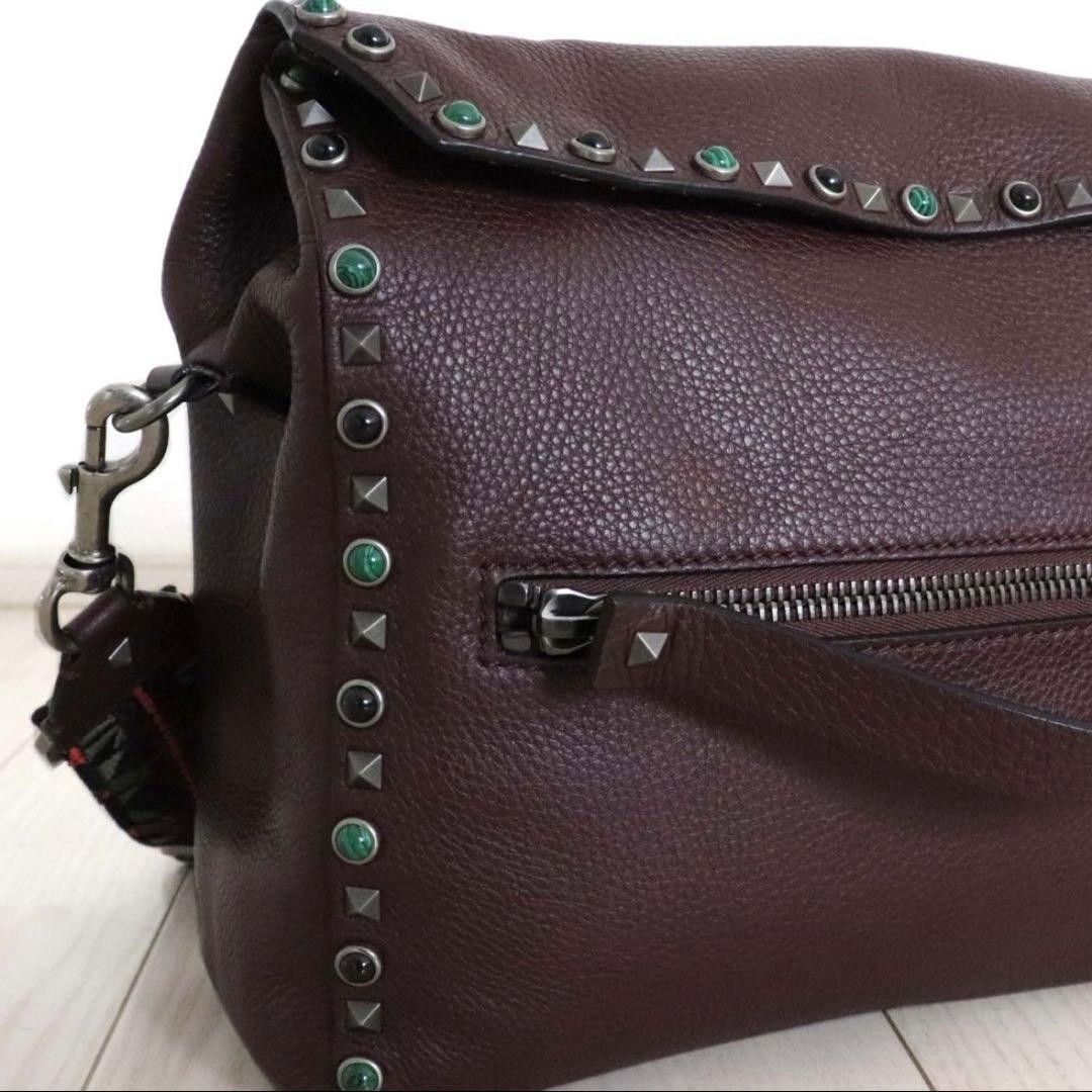 Valentino Garavani Rockstud Leather Crossbody Bag Bordeaux Shoulder Purse Japan thumbnail 5