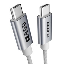 BENFEI 100W USB C Fast Charging Cable 3.3ft , Tangle-Free 3 Feet, Silver