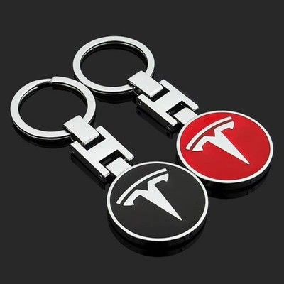 Tesla doppelseitiger robuster Metall Schlüsselanhänger Keychain