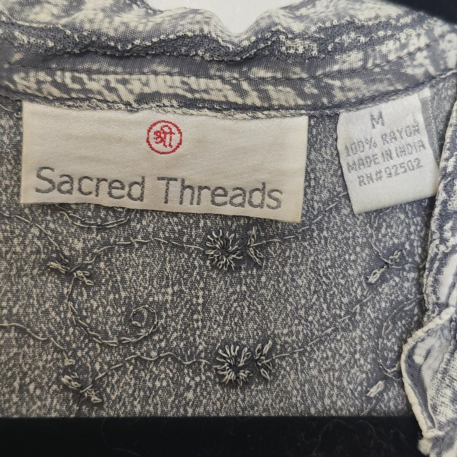 Sacred Threads Vintage Gray Patchwork Outfit Boho… - image 4
