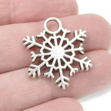 10-Pack Silver Snowflake Charm Set - Large Hole Pendants - Winter & Xmas Crafts