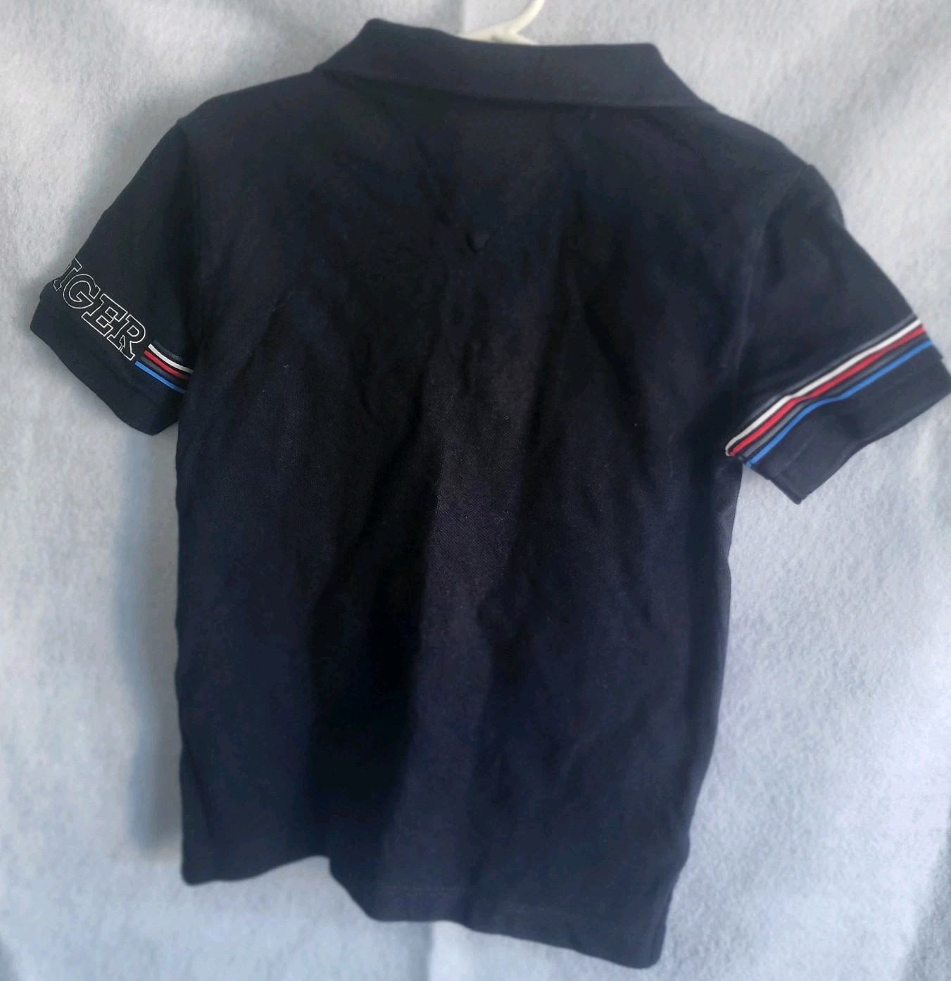Tommy hilfiger boys black 116 6/7 polo shirt logo stripe thumbnail 6
