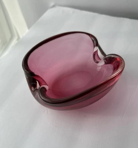 Vintage Italian Murano Pink Glass Bowl/Ashtray Hand Blown