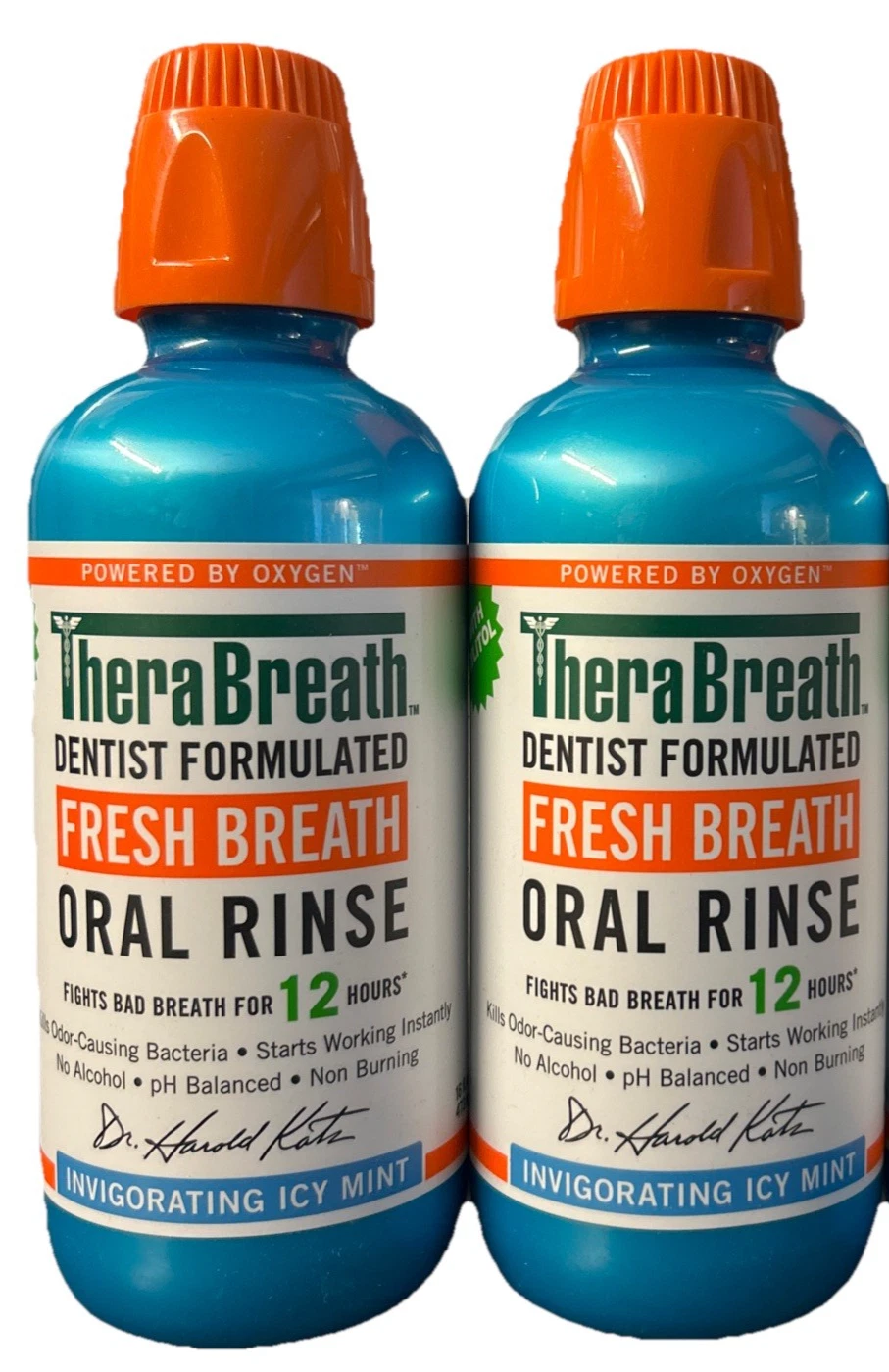 TheraBreath Fresh Breath Oral Rinse Mouthwash Invigorating Mint 16oz - 2 Pack