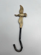 Vintage Brass Goose Mallard Duck Fireplace Damper Pull Hook Hanger 11”