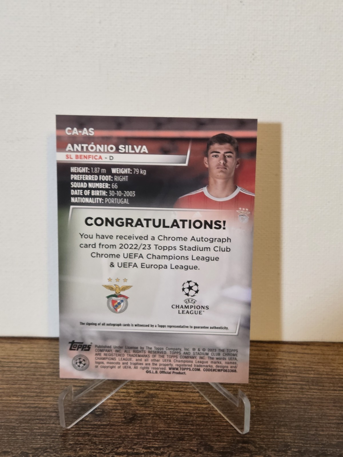 Antonio Silva RC Auto 2022/23 TOPPS STADIUM CLUB CHROME UEFA REFRACTOR view 7