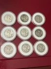 9 WALKING  LIBERTY SILVER Half Dollars - 90% - Mixed Dates - Circulated