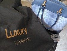 Carpisa borsa a mano donna ecopelle blu/grigio effetto serpente zip tracolla