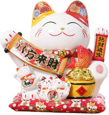 Lucky Figurines Cat Waving Arm Statue,Chinese...