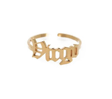Gold Virgo Zodiac Ring Adjustable-Stainless Steel Astrology Jewelry Gift