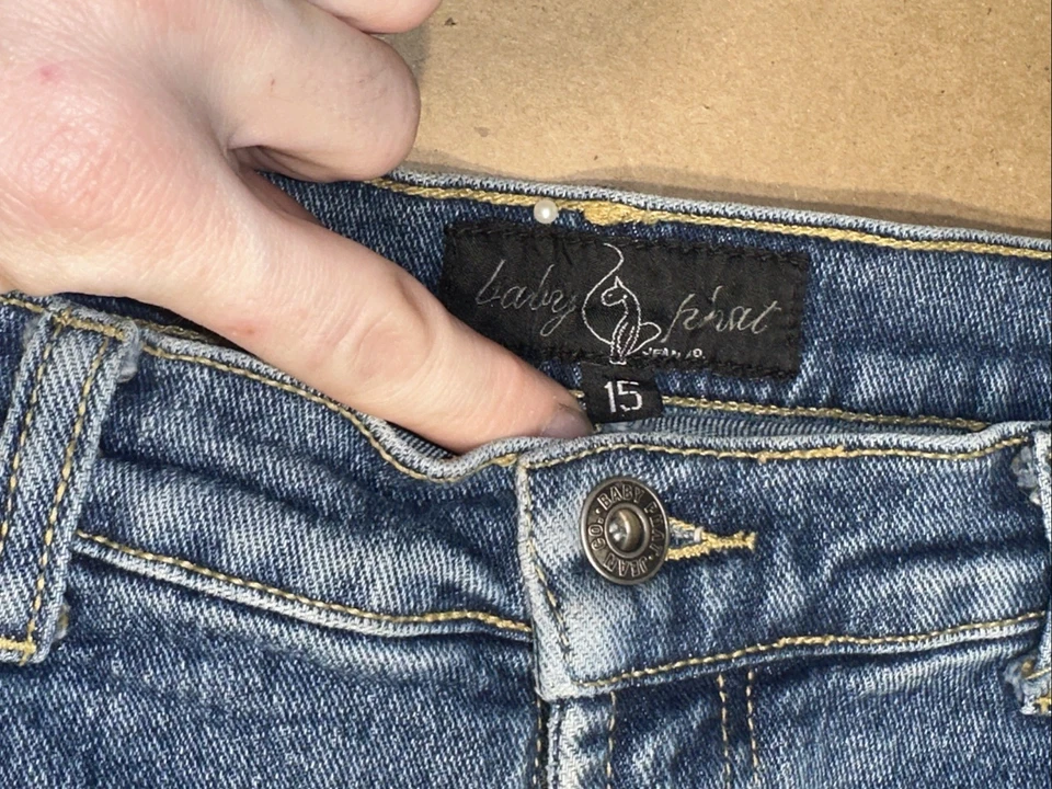 Y2K Vintage Baby Phat Denim Mini Skirt Size 15 Juniors Stretch Blue Jean - Image 3 of 4