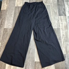 OQQ Women’s Large Black Pants, Wide Legs