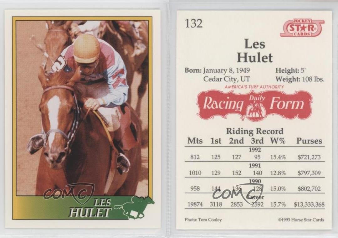 1993 Horse Star Jockey Star Cards Les Hulet #132 0c4