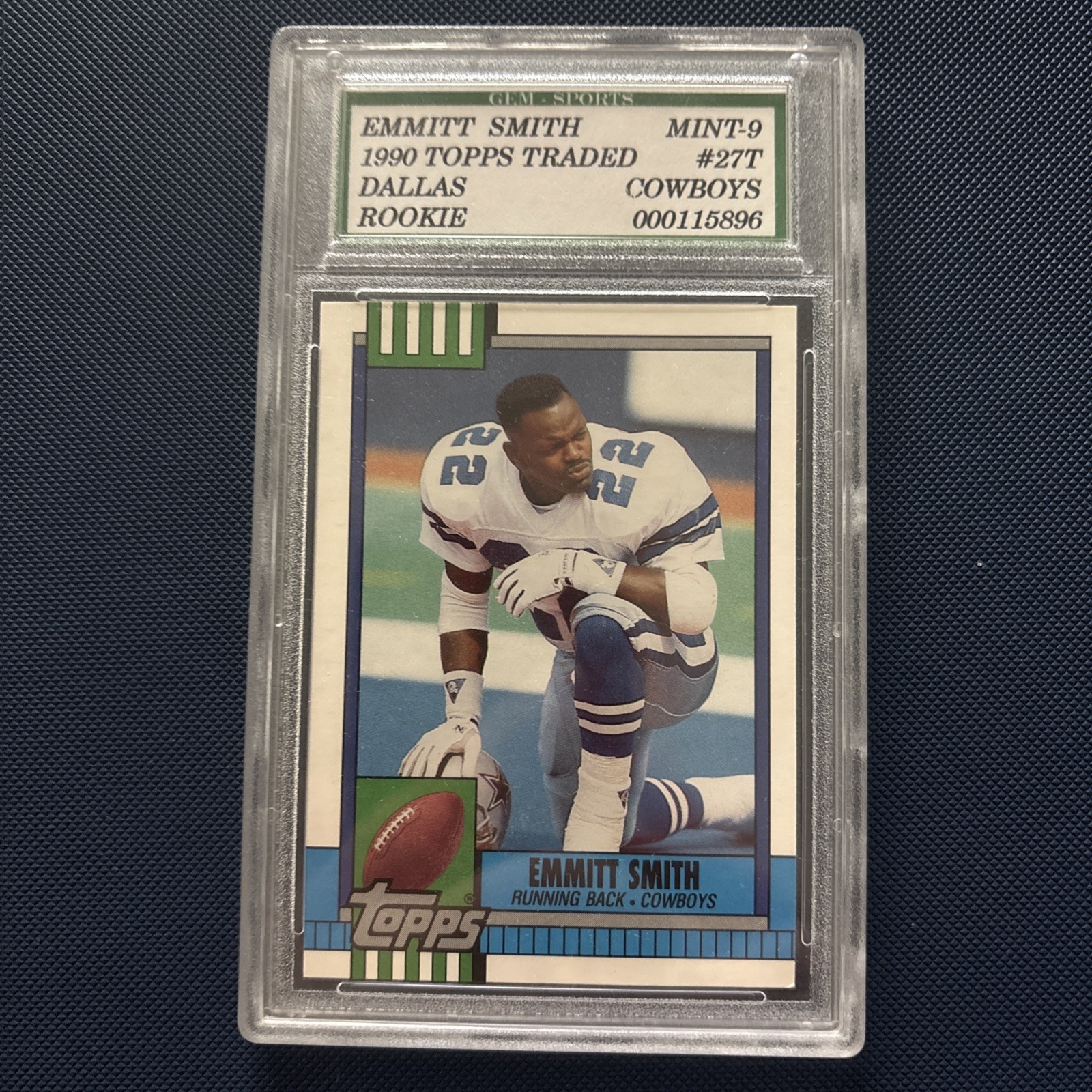 1990 Topps Traded - Emmitt Smith RC #27T  Mint 9 Dallas Cowboys Florida Gators 