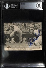 Carlton Fisk Red Sox Vintage Signed 4x5 Newspaper Photo Beckett