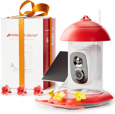 Solar Hummingbird Feeder with Camera for Outdoors, 2K Smart AI Video
