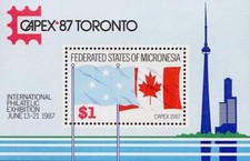 Micronesia 1987 Spectacle de Timbre - Canada S/S MNH Flags, TV Tour