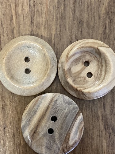 Real Wooden Grain Buttons Natural Yellow Wood Knitting 25mm (40 Ligne) Pack Of 6 - Picture 4 of 5