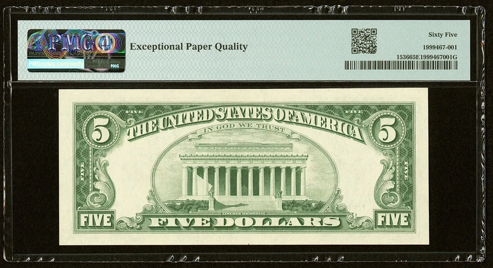 1963 $5 Legal Tender Note - Fr. 1536 - PMG 65 EPQ RED SEAL - STUNNING QUALITY! - Image 2 of 2