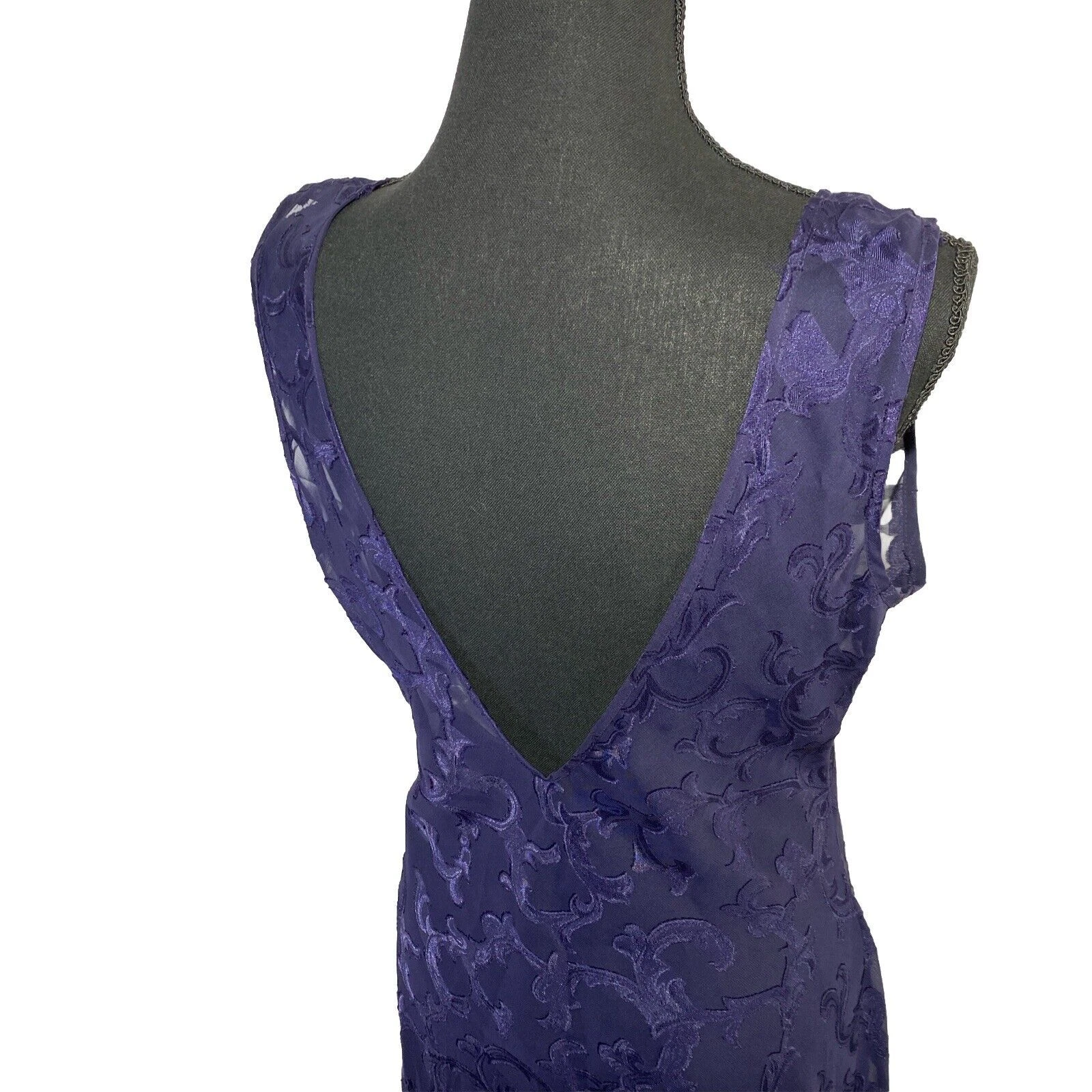 UNDERCOVER Abito Slip Vintage Victoria’s Secret Etichetta Corona Oro Viola Profondo Burnout Maxi M