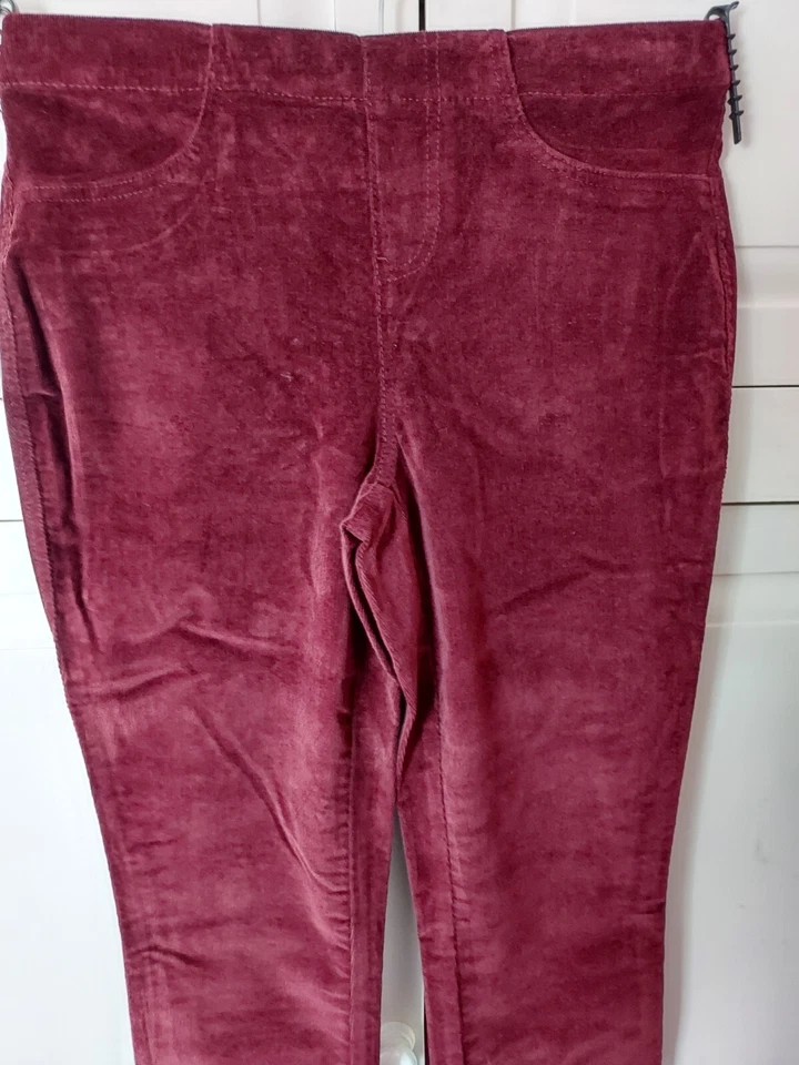 BNWOT BHS Authentic Berry Red Fine Curduroy Pull On Jeggings Size 12 29" Leg - Image 2 of 4